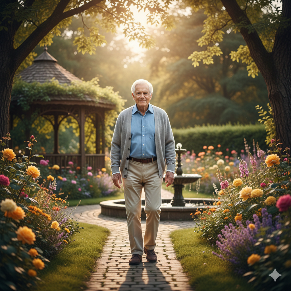 Active seniors walking comfortably